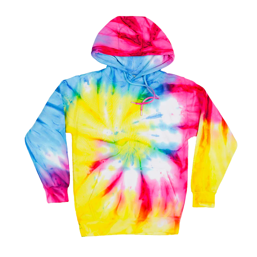 Printees Unisex Tie Dye Hoodie Blue Neon Spiral