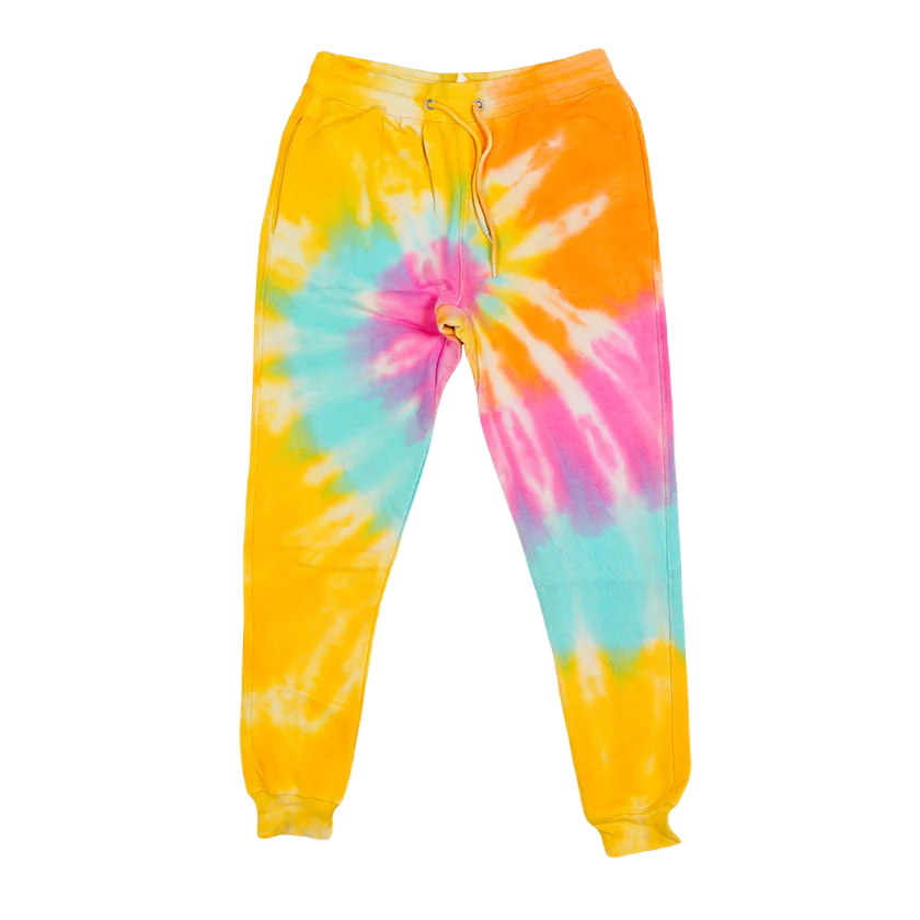 Printees Unisex Tie Dye Jogger Pant 8.25 Oz Yellow Spiral