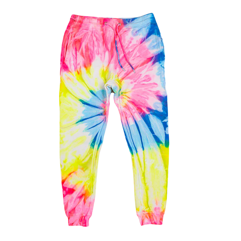 Printees Unisex Tie Dye Jogger Pant 8.25 Oz Fuchsia Neon Spiral