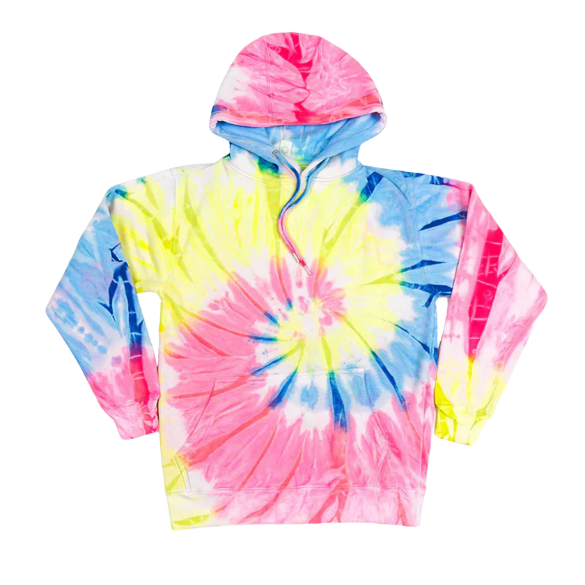 Printees Unisex Tie Dye Hoodie Fuchsia Neon Spiral