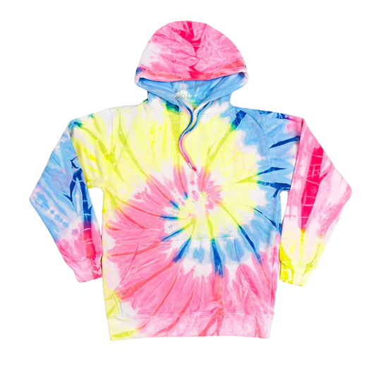 Printees Unisex Tie Dye Hoodie Fuchsia Neon Spiral